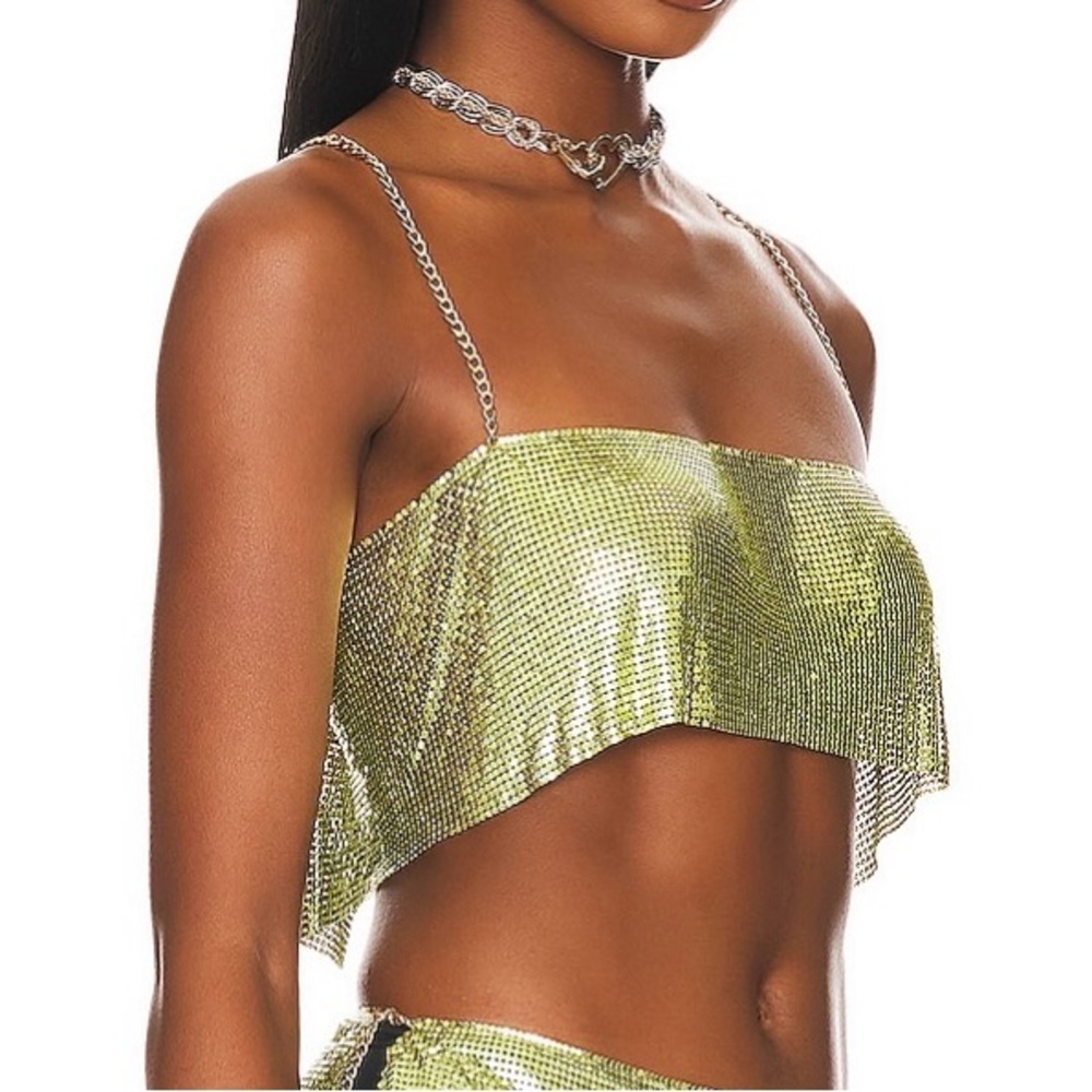 NWT Green metallic cropped top